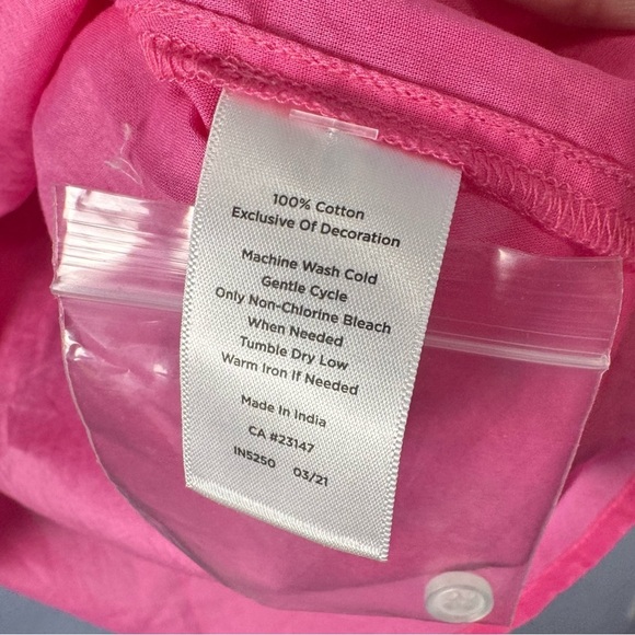 Talbots Parrot Embellished Pink Voile Boho Boxy Popover Cotton Plus Size 3X - Picture 5 of 6